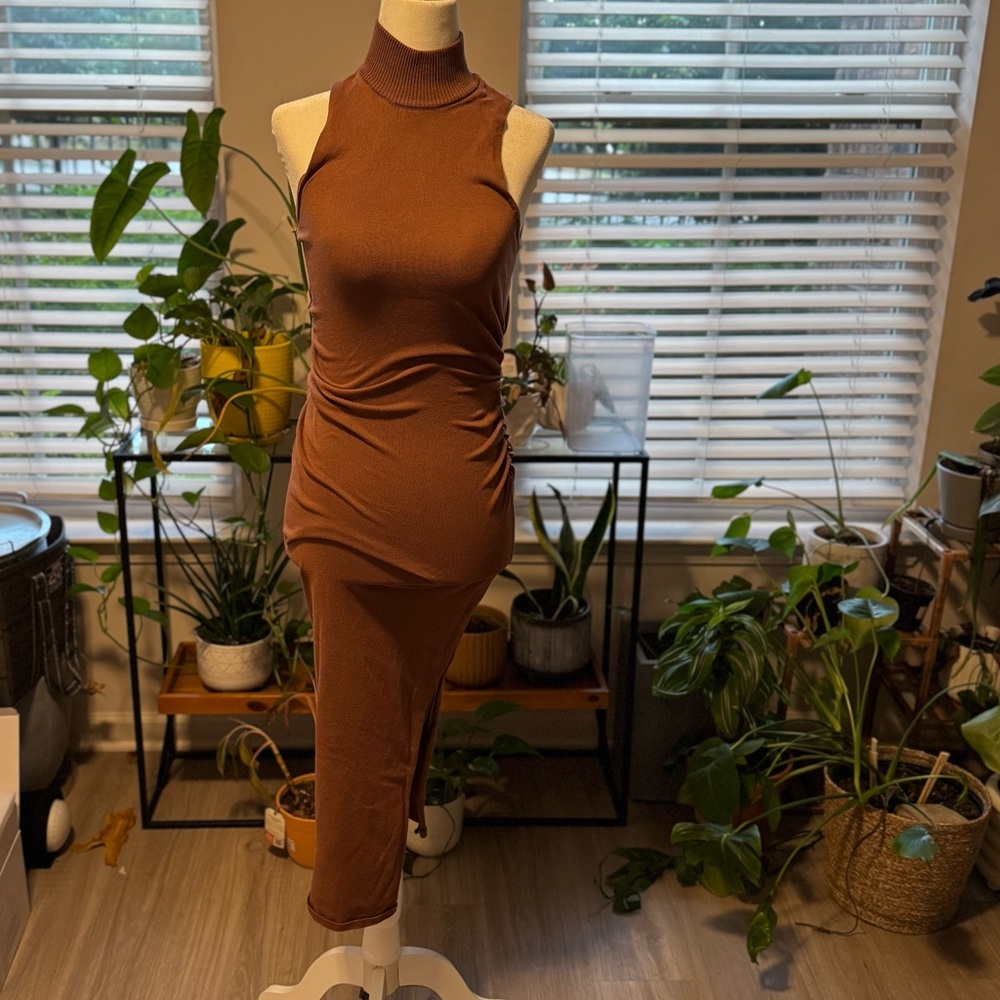 Dynamite Brown Bodycon Knit Maxi Dress